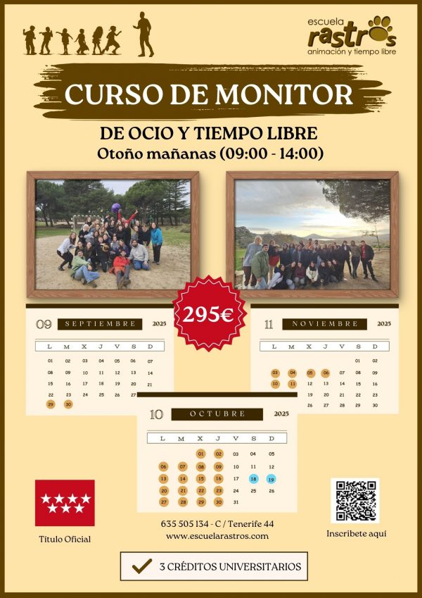 Curso Monitor de Ocio y Tiempo Libre Otoño Mañanas