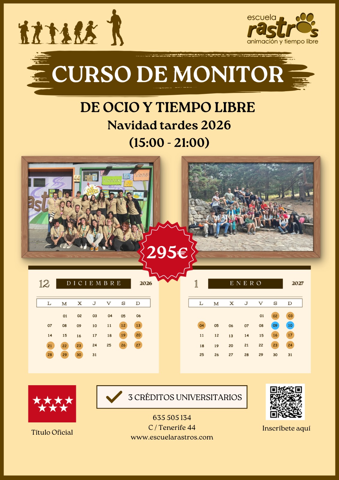 Curso monitor de ocio y tiempo libre Navidad Tardes